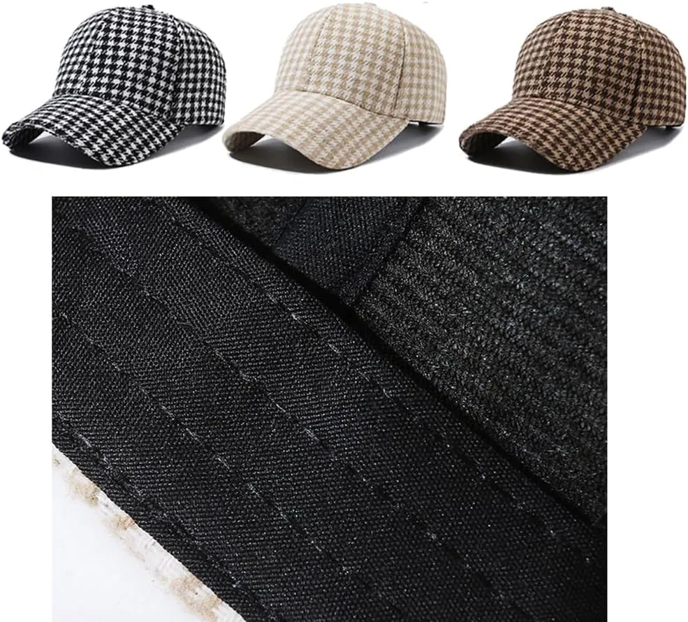 Unisex Fall Winter Plaid Print Baseball Caps Adjustable Checked Print Dad Hat Trucker Hats for Men Women Outdoor