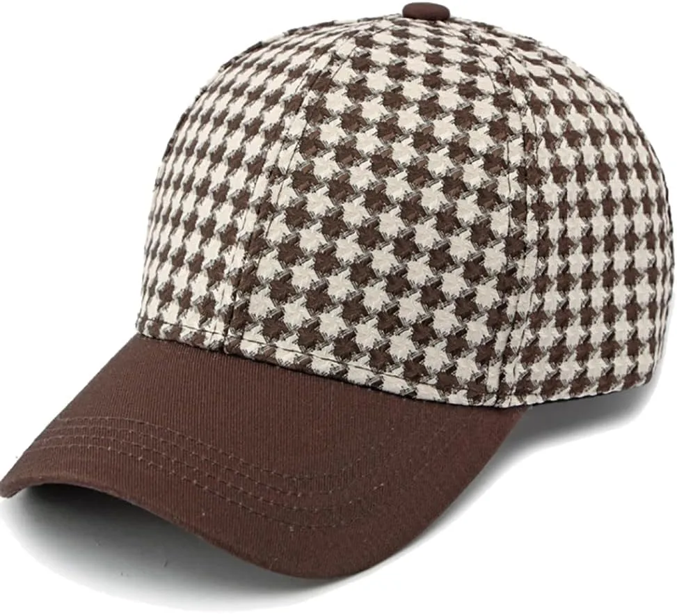 Unisex Fall Winter Plaid Print Baseball Caps Adjustable Checked Print Dad Hat Trucker Hats for Men Women Outdoor