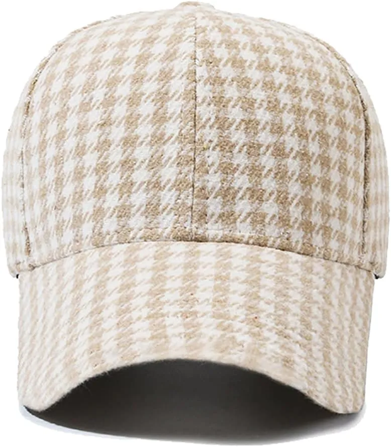 Unisex Fall Winter Plaid Print Baseball Caps Adjustable Checked Print Dad Hat Trucker Hats for Men Women Outdoor