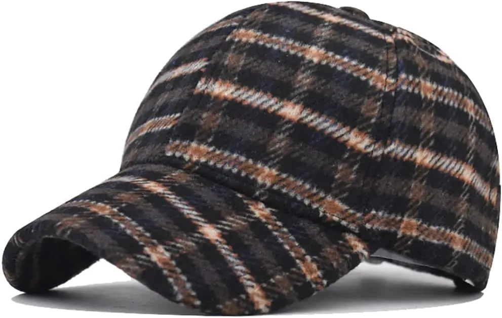Unisex Fall Winter Plaid Print Baseball Caps Adjustable Checked Print Dad Hat Trucker Hats for Men Women Outdoor