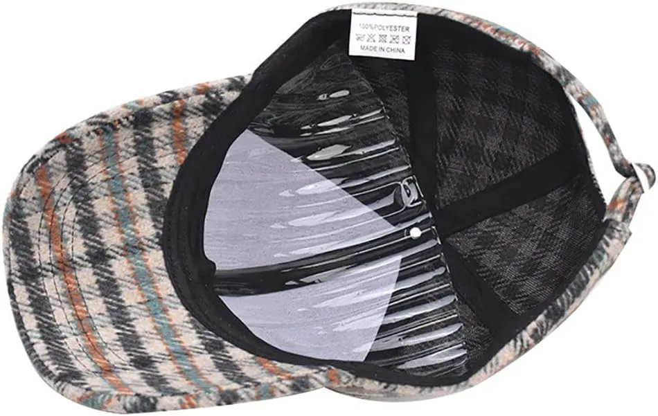 Unisex Fall Winter Plaid Print Baseball Caps Adjustable Checked Print Dad Hat Trucker Hats for Men Women Outdoor