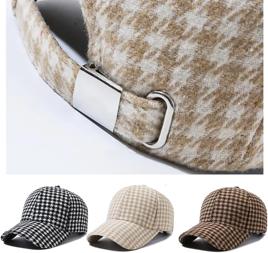 Unisex Fall Winter Plaid Print Baseball Caps Adjustable Checked Print Dad Hat Trucker Hats for Men Women Outdoor