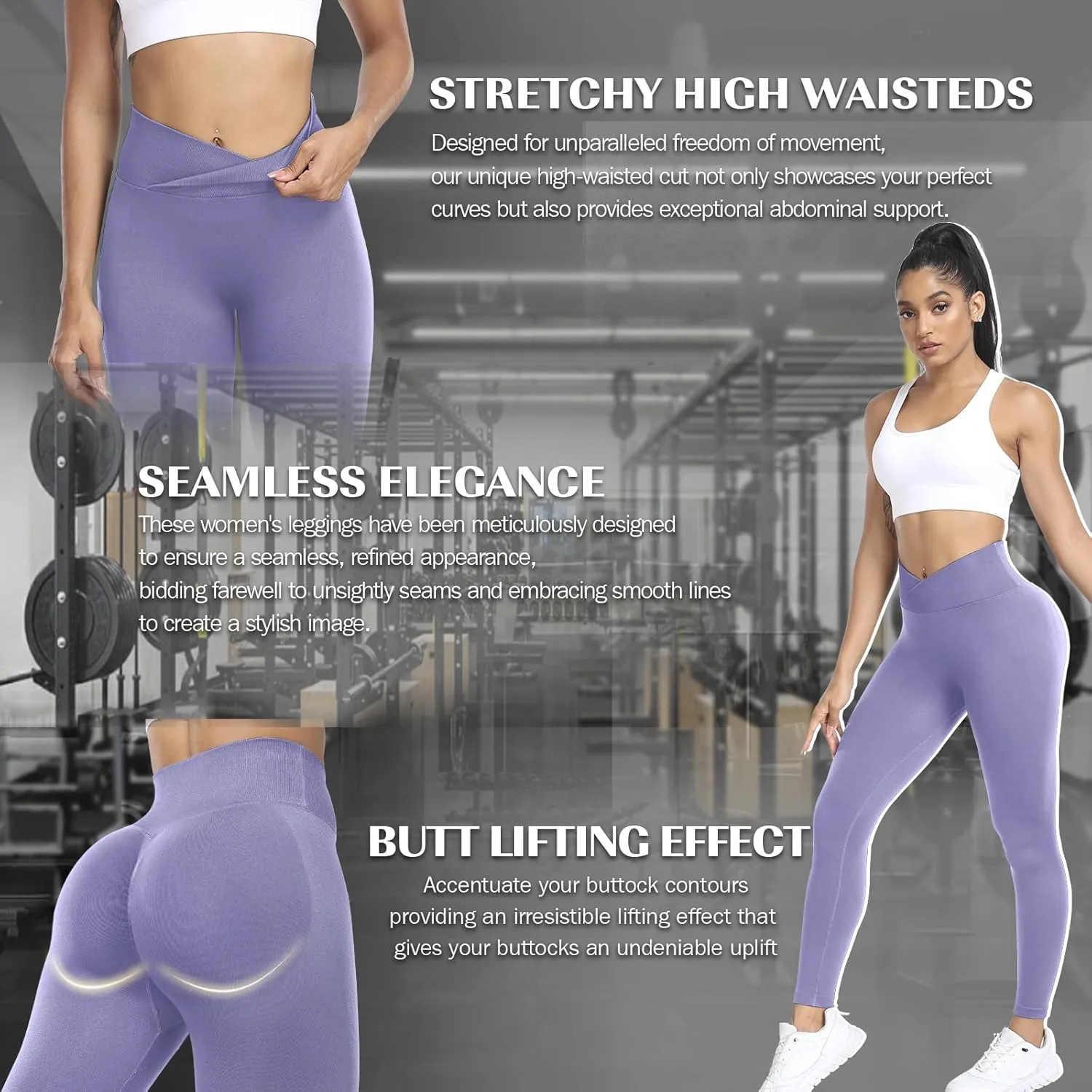 V Back Scrunch Butt Lifting Leggings for Women Workout Leggings Gym Leggings High Waisted Tummy Control Yoga Pants