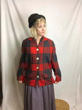 Vintage Pendleton Red Plaid Tartan Jacket 1940's Style | Size 12