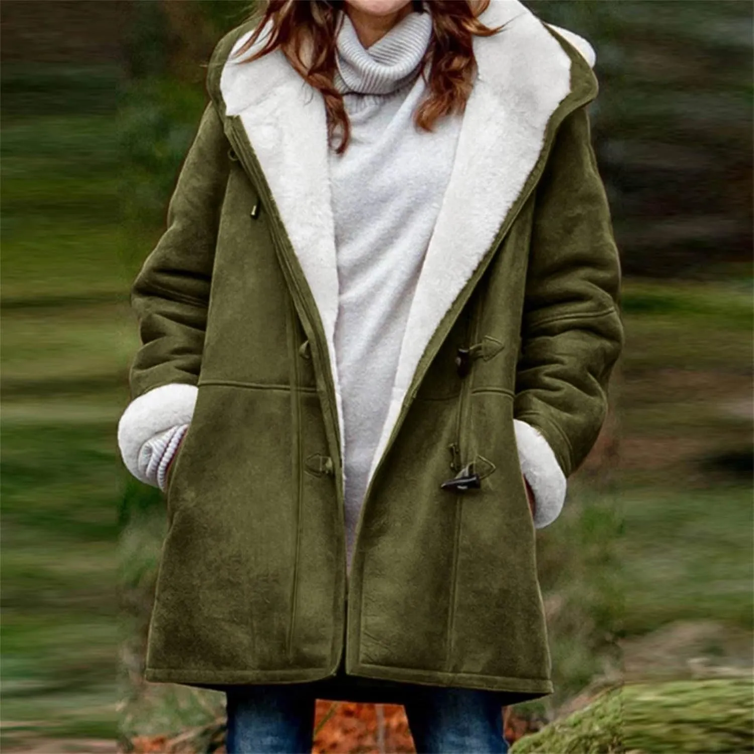 Winter Coats for Women 2025 Trendy Plus Size Warm Sherpa Fleece Lined Jackets Suede Hooded Parka Peacoats Outerwear