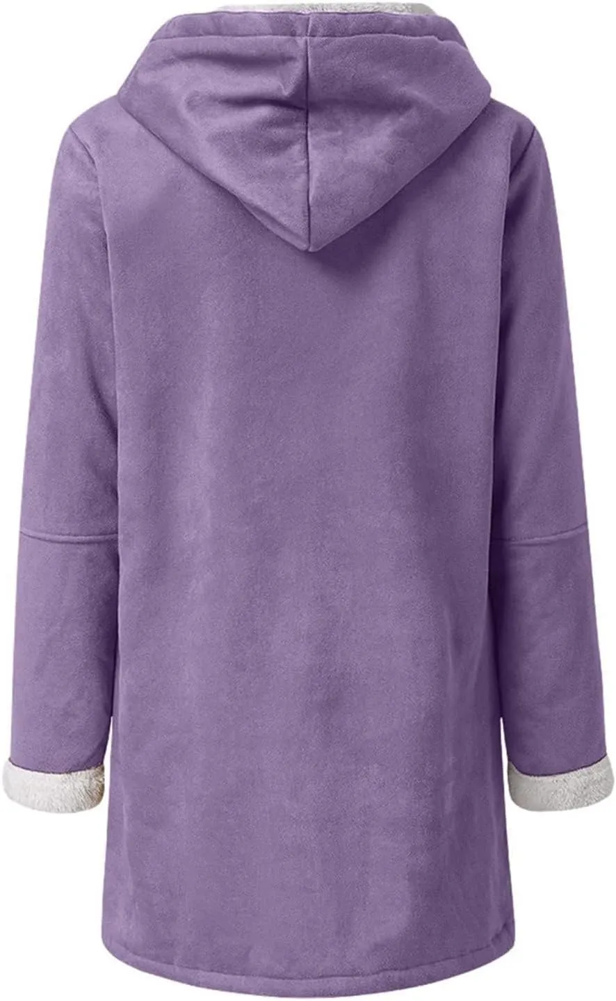 Winter Coats for Women 2025 Trendy Plus Size Warm Sherpa Fleece Lined Jackets Suede Hooded Parka Peacoats Outerwear