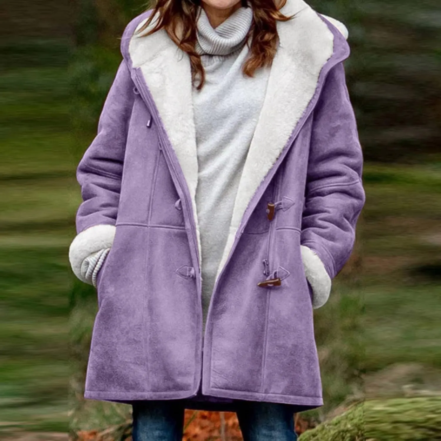 Winter Coats for Women 2025 Trendy Plus Size Warm Sherpa Fleece Lined Jackets Suede Hooded Parka Peacoats Outerwear
