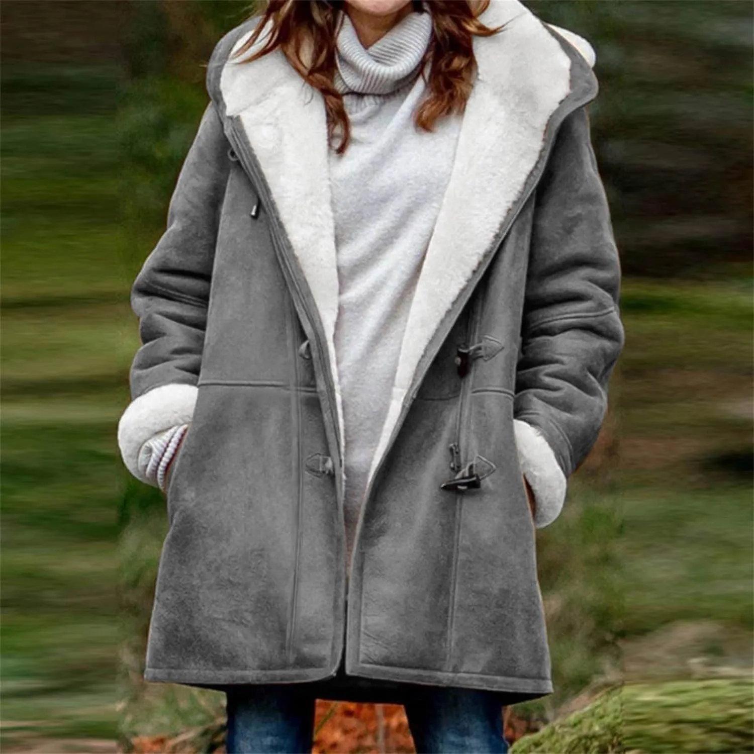 Winter Coats for Women 2025 Trendy Plus Size Warm Sherpa Fleece Lined Jackets Suede Hooded Parka Peacoats Outerwear