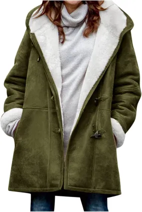 Winter Coats for Women 2025 Trendy Plus Size Warm Sherpa Fleece Lined Jackets Suede Hooded Parka Peacoats Outerwear