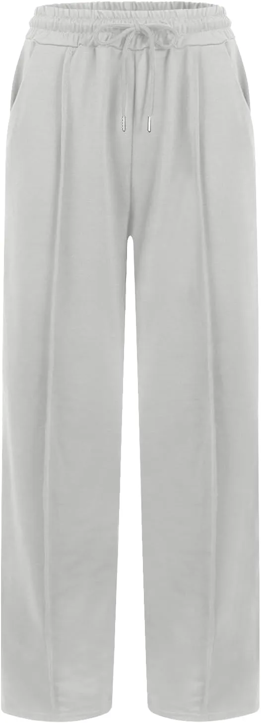 Womens Wide Leg Sweatpants Casual Drawstring High Waisted Flared Sweatpants Baggy Lightweight Joggers with Pockets
