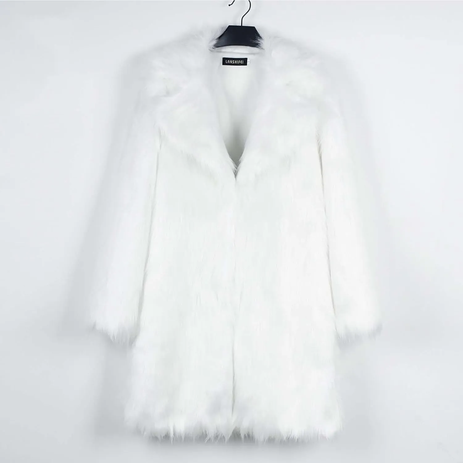 Women's Winter Faux Fur Coats Fuzzy Luxury Faux Fur Mid-Length Jacket Fluffy Thicken Long Sleeve Open Front Cardigan