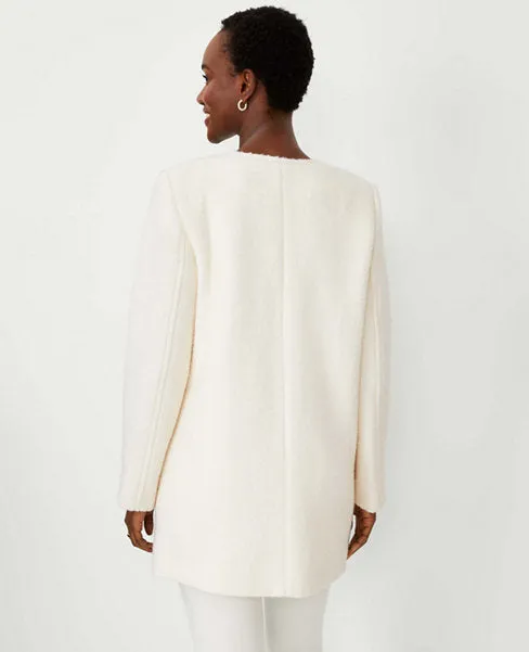 Wool Blend Crew Neck Coat