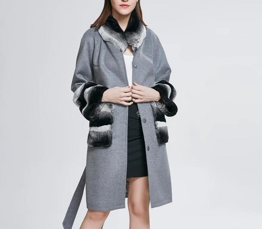 Woolen with Real Rabbit Fur Coats