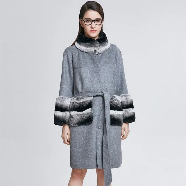 Woolen with Real Rabbit Fur Coats