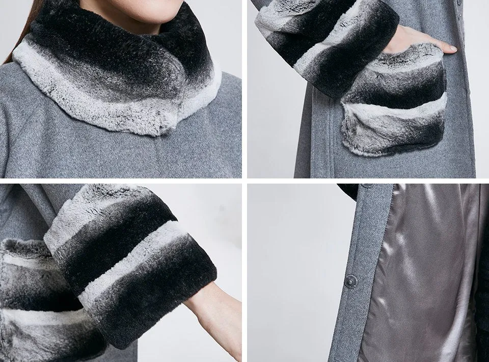 Woolen with Real Rabbit Fur Coats