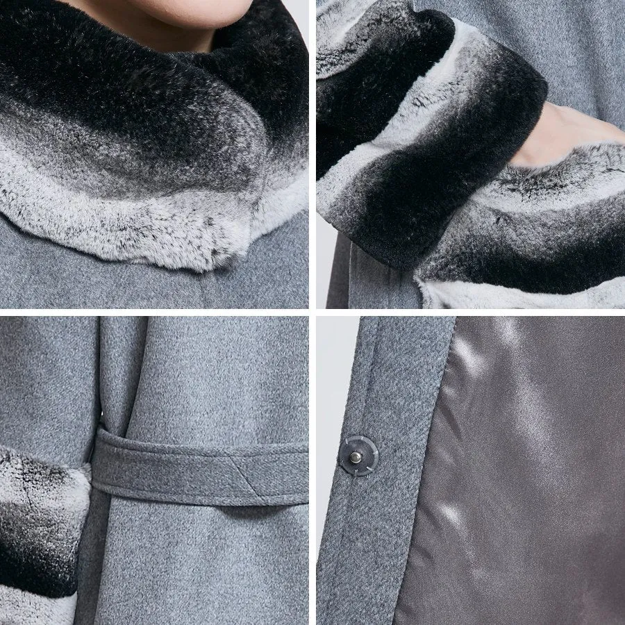 Woolen with Real Rabbit Fur Coats